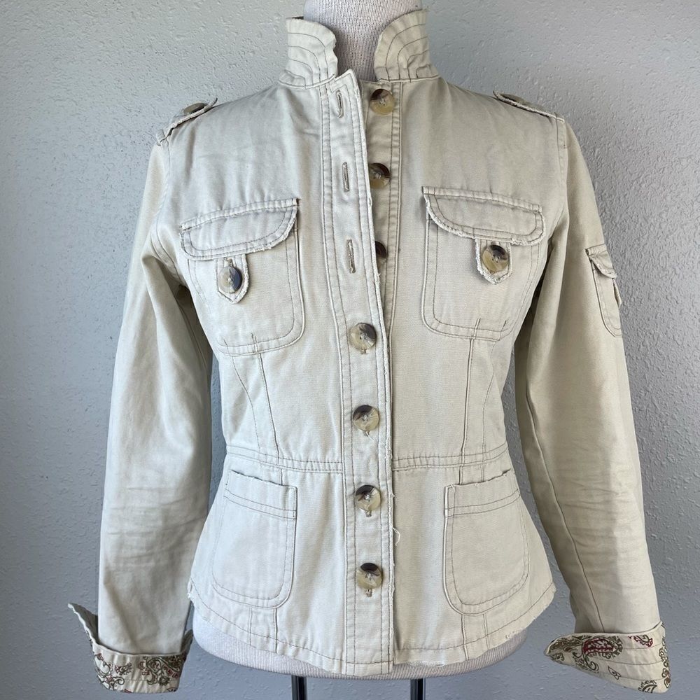 Jordache Tan Denim Jacket Size S Juniors EUC